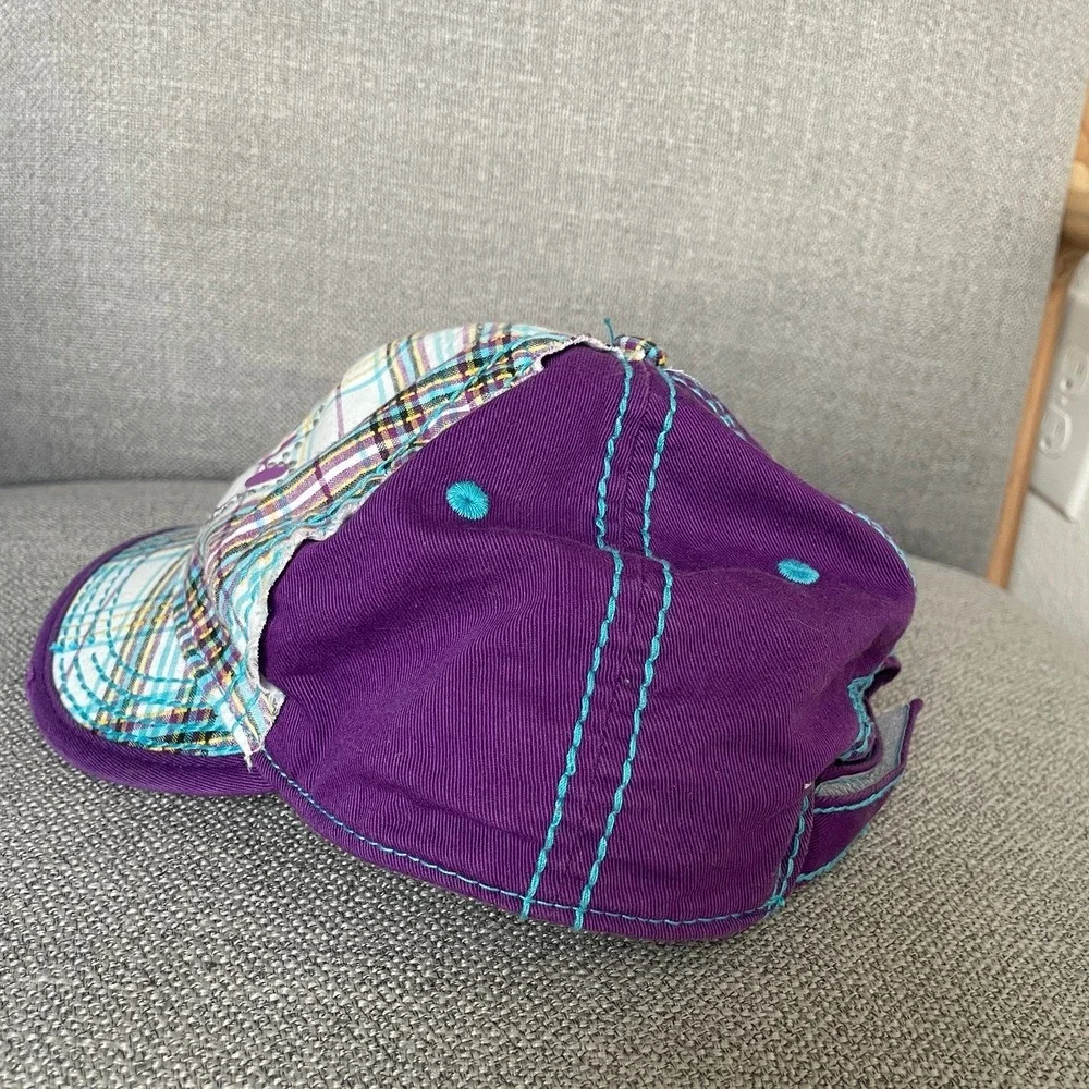 Disney Mickey Mouse Plaid‎ Patchwork Purple Blue Hat Toddler Size Adjustable